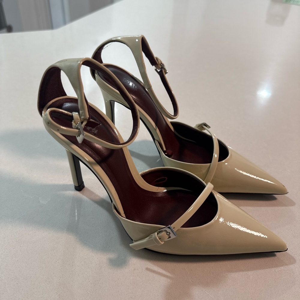 Zara Beige Patent Leather Heels